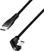 CABLU alimentare si date LOGILINK, pt. smartphone, USB 2.0, USB Type-C (T) la USB Type-C (T) la 180 grade, 1m, 2 x ecranat, aluminiu, negru,  CU0190  (include TV 0.06 lei)