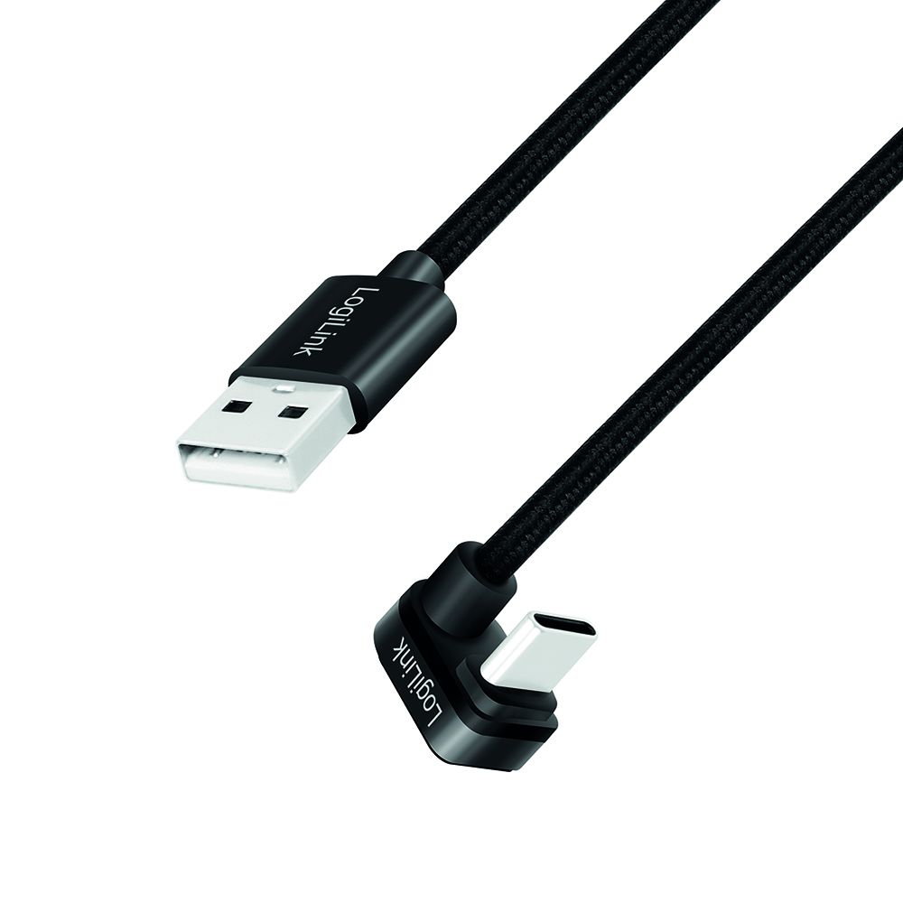 CABLU alimentare si date LOGILINK, pt. smartphone, USB 2.0, USB Type-C (T) la USB-A (T) la 180 grade, 1m, 2 x ecranat, aluminiu, negru,  CU0192  (include TV 0.06 lei)