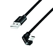 CABLU alimentare si date LOGILINK, pt. smartphone, USB 2.0, USB Type-C (T) la USB-A (T) la 180 grade, 1m, 2 x ecranat, aluminiu, negru,  CU0192  (include TV 0.06 lei)
