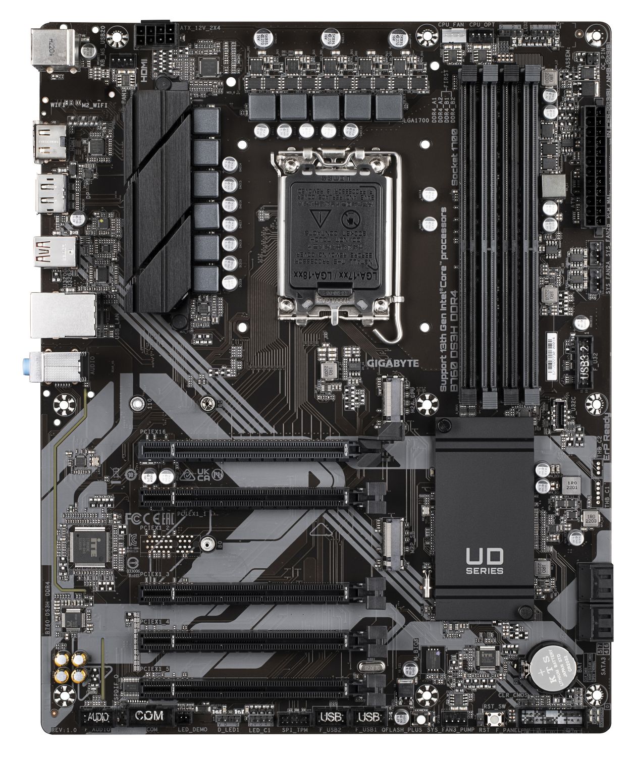 Placa de baza GIGABYTE B760 DS3H DDR4, socket 1700, 4x DDR4 UDIMM, 2x NVMe, 11x USB-A, 2x USB-C, ATX