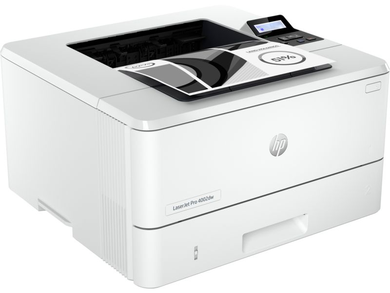 Imprimanta Laser Mono HP LaserJet PRO 4002DW; A4, duplex, viteza printare 40ppm Rezolutie printare:1200x1200dpi, memorie 256MB, max, procesor 1.2 GHz, fpo 6.1 sec, limbaje HP PCL 6, HP PCL 5e, HP postscript level 3 emulation, PDF, URF, PWG Raster , alimentare hartie: 350coli standard, 900, display