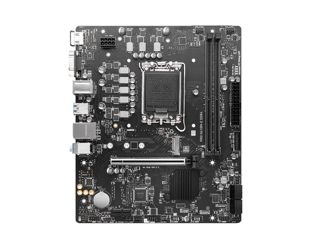 Placa de baza MSI PRO H610M-E DDR4, socket 1700, 2x DDR4 UDIMM, 4x SATA, 1x NVMe, 12x USB-A, mATX