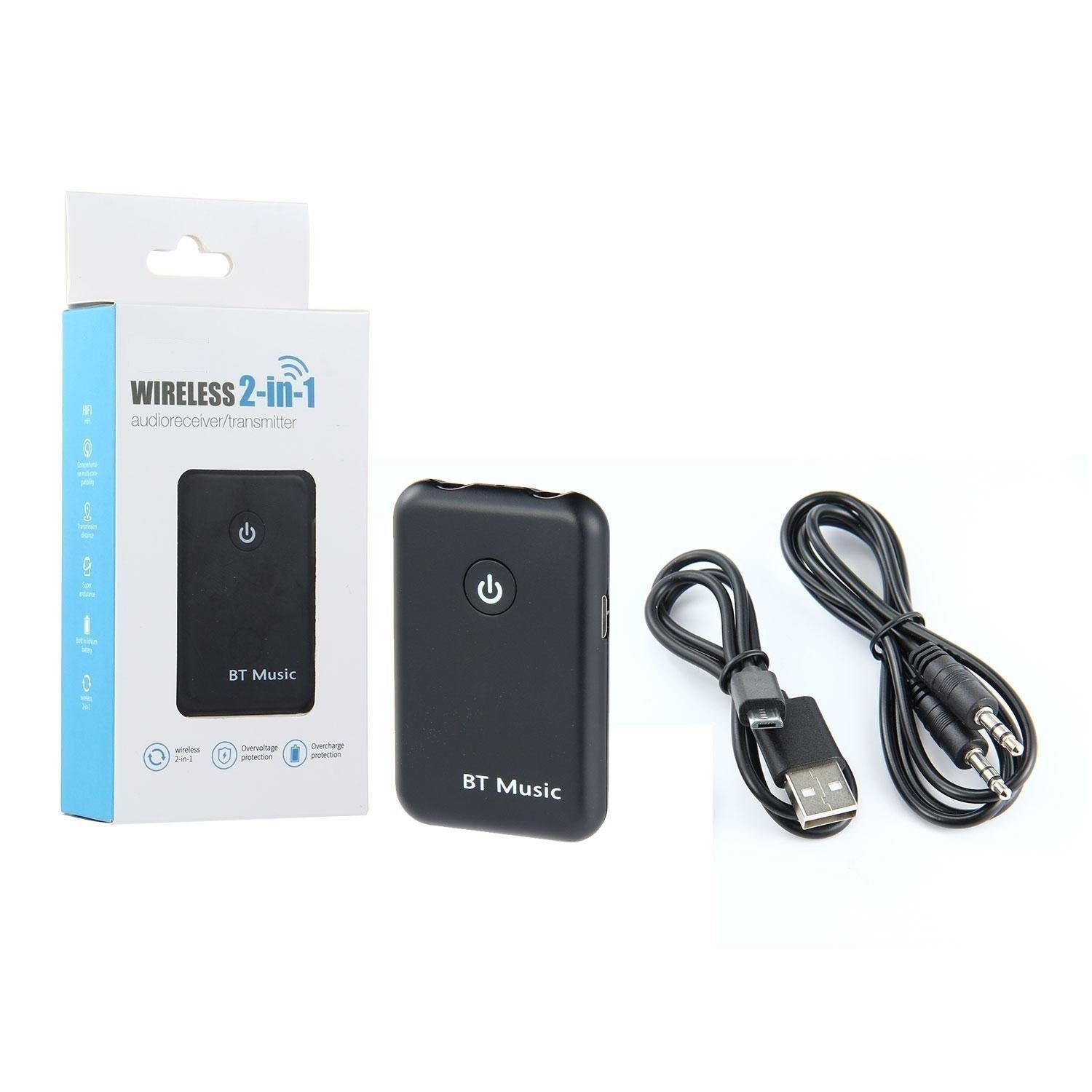 Bluetooth V4.1+EDR transmitter and receiver with 3.5mm jack plug for audio systems
- reception distance: max. 10 m
- working time: ~ 8 hours
Packaging: box 1 pc.
