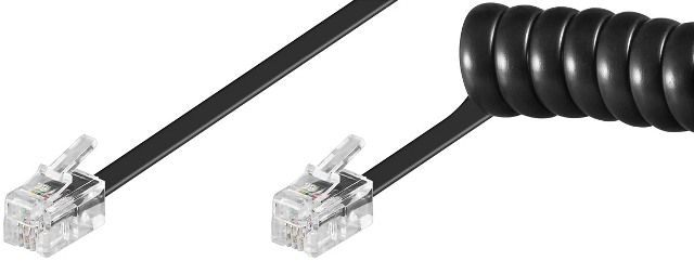Spiral telephone cable 2m RJ10 male to RJ10 male, black
- for the receiver
Packaging: bulk 1 pc.