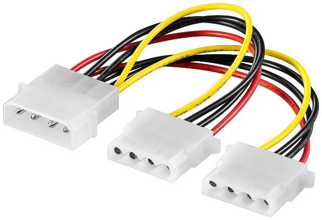 Molex power Y cable 0.13m 5.25 male to 2 x 5.25 female
Packaging: bulk 1 pc.