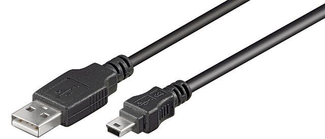 USB 2.0 cable 1.8m A male to 5 pin mini B male, black, miniUSB
Packaging: bulk 1 pc.