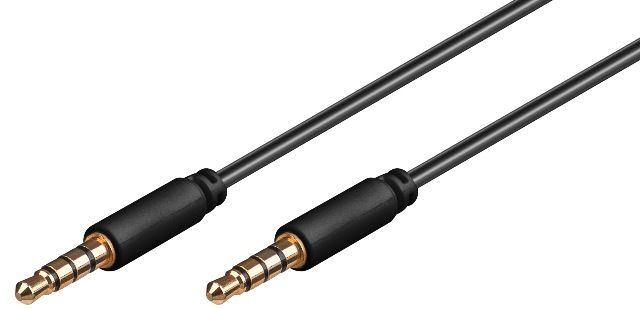 Audio cable 1m 4-pin 3.5mm male stereo jack to 4-pin 3.5mm male stereo jack, gold-plated contacts
- for Apple iPhone, iPad and iPod
Packaging: bulk 1 pc.