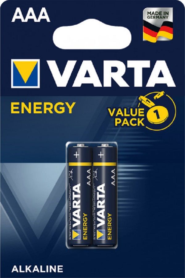 Micro alkaline battery (AAA, R03) 1.5V 4103 Varta Energy
Packaging: blister 2 pcs.