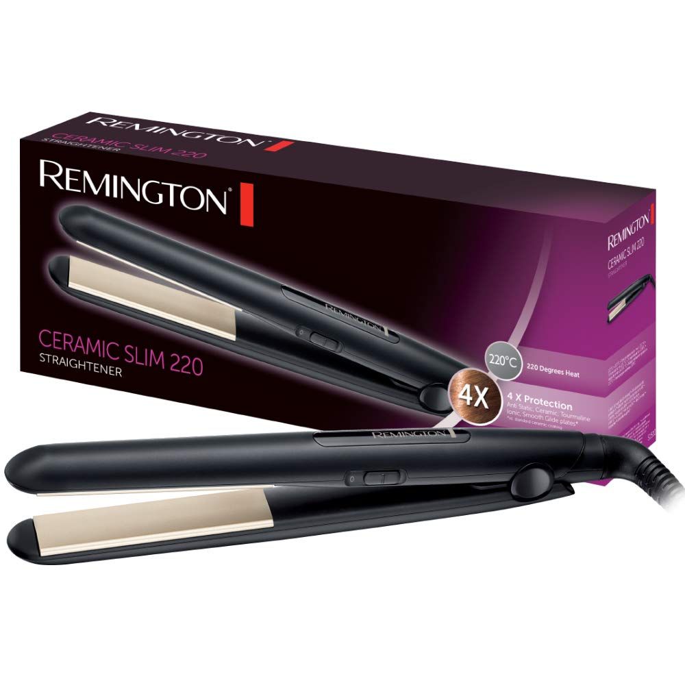 Placa de indreptat parul Remington Ceramic Slim S1510, Invelis ceramic, Temperatura 220 ºC, Negru