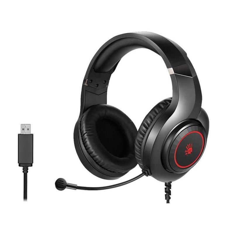 CASTI A4TECH Bloody gaming, cu fir, tip standard, utilizare multimedia (PC and more), microfon pe casca, iluminare, negru, USB, cablu 2m,  G220S  (timbru verde 0.8 lei)