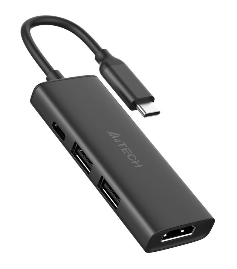 DOCKING Station A4tech universal, 4-in-1, conectare PC USB Type C, USB-C x 1, USB-A 3.0 x 1, USB-A 2.0 x 1, porturi video HDMI x 1 4K@30Hz,  PD  100 W, cablu 0.15 m, gri,  DST-40C-GR  (timbru verde 0.18 lei)