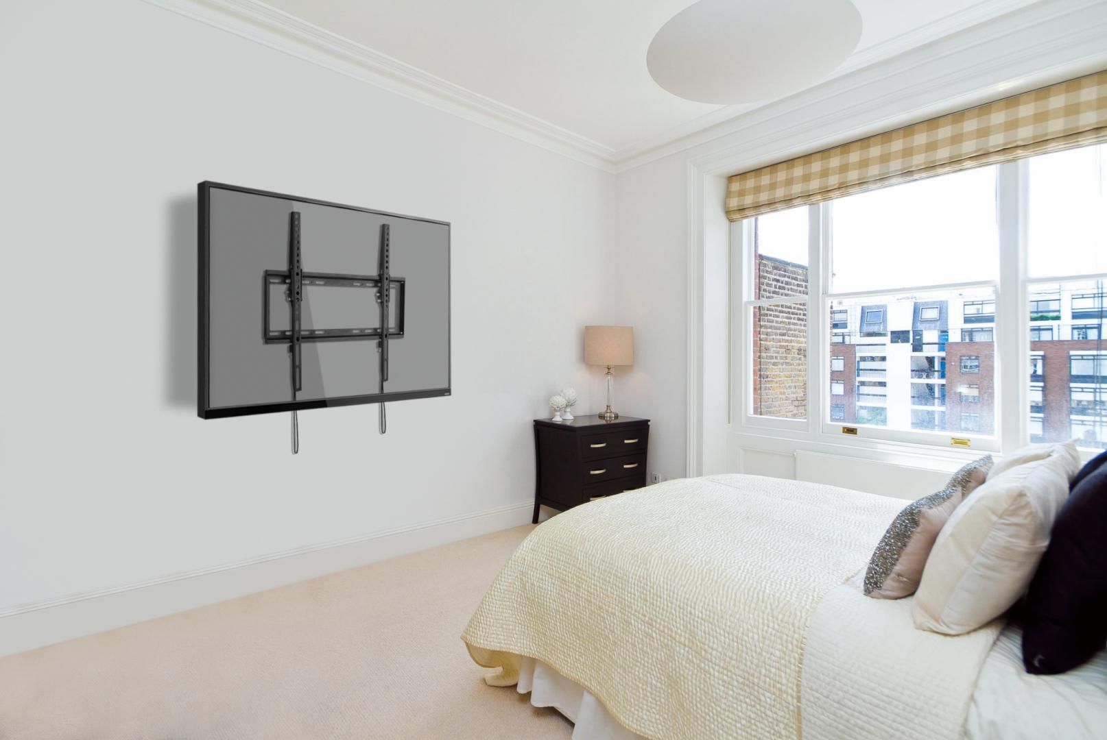 Suport de perete Akai cu inclinatie 0/-8°, diagonala display 32 -55 , VESA min. 200x200, VESA max. 400x400, suporta pana la 35kg, distanta fata de perete 20,5mm, negru