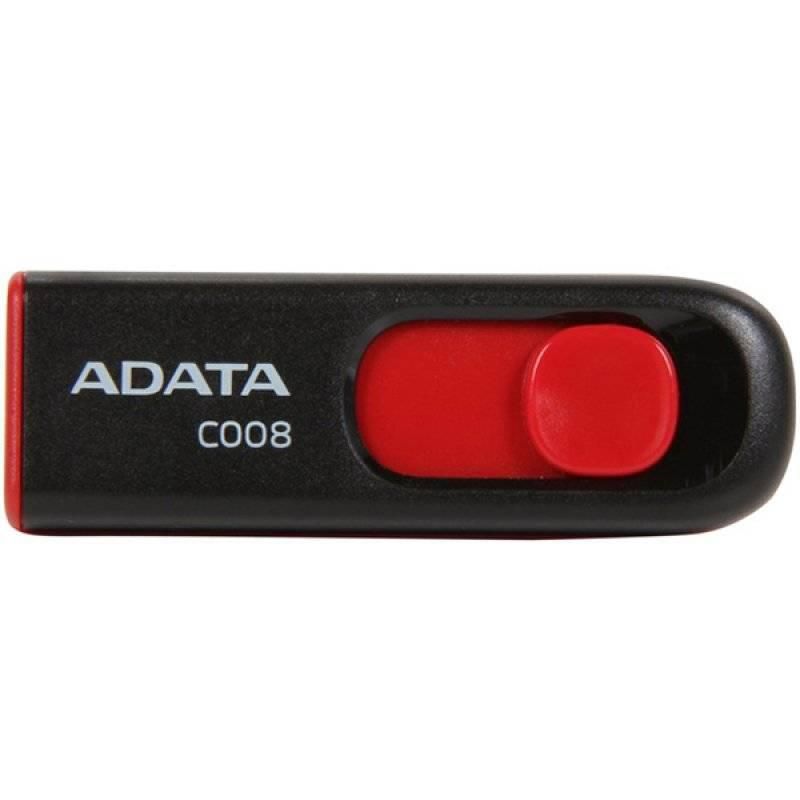 MEMORIE USB 2.0 ADATA 32 GB, retractabila, carcasa plastic, negru / rosu,  AC008-32G-RKD  (include TV 0.02 lei)