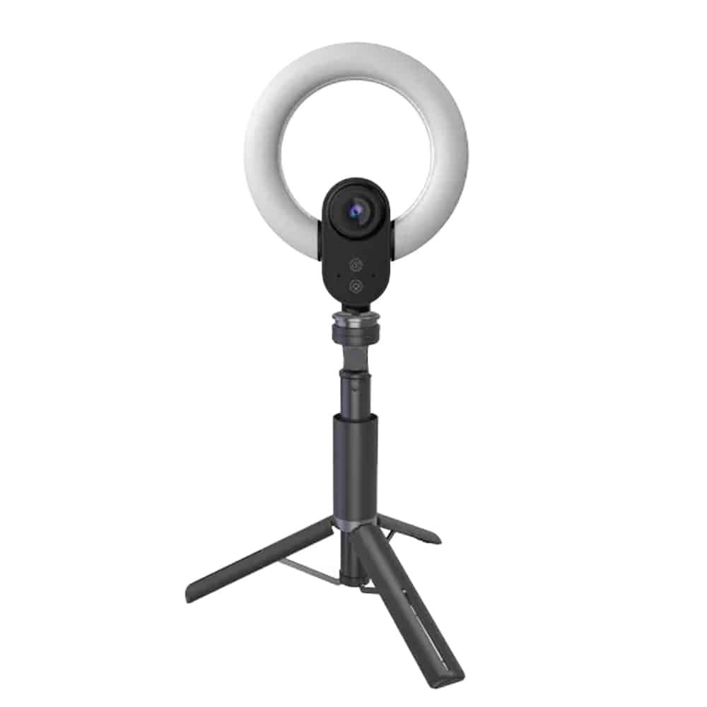 LORGAR Circulus 910, Streaming web camera, 5MP 2592X1944 max resolution, up to 60fps, 1/2.8 , Sony STARVIS CMOS image sensor, full glass lens, 5.5'' built-in ring light (1700-14 000K), foldable tripod, auto focus, dual microphones with AI noise reduction, USB Type C, size: 470*133*115mm, 0.525kg, black+white