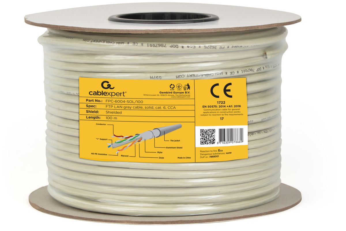 ROLA CABLU FTP GEMBIRD, Cat6. 305m, Cupru-Aluminiu, Solid, AWG23,  FPC-6004-SOL