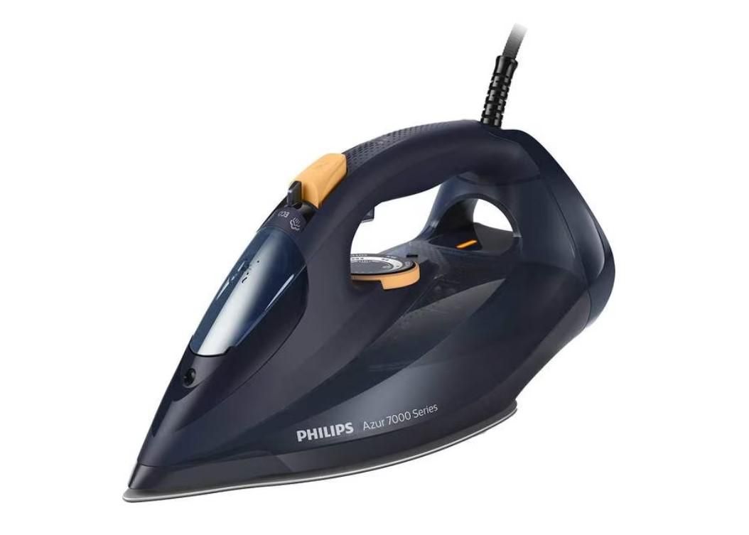 Fier de Calcat PHILIPS Seria 7000 DST7060/20, 3000W, 250g/min, 300ml, Talpa SteamGlide Elite, Bleumarin-Galben