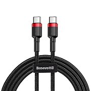 CABLU alimentare si date Baseus Cafule, Fast Charging Data Cable pt. smartphone, USB Type-C la USB Type-C 3A / 60W, 1m, rosu + negru  CATKLF-G91  (timbru verde 0.08 lei) - 6953156285217