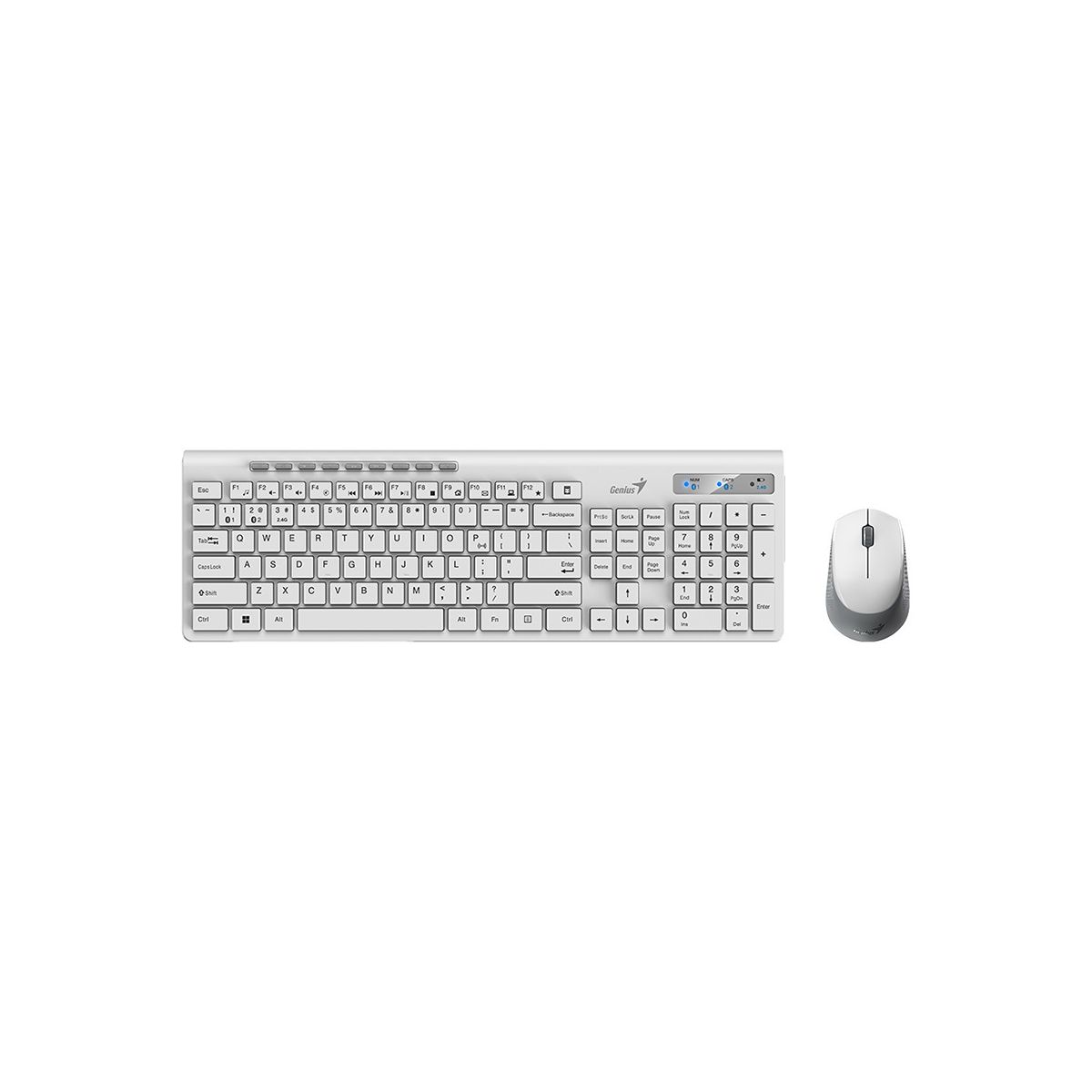 TASTATURA GENIUS wireless, multimedia, 104 taste + 12 taste multimedia, BT5.3 + 2.4G, USB, alb,  SlimStar 8230   331340015400   (timbru verde 0.8 lei)