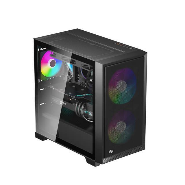 CARCASA PCCOOLER, Mini Tower, mATX, fara sursa, sticla securizata, 2 ventilatoare incluse, iluminare ARGB, negru, USB 3.2 gen 2 x 2, mic, audio,  C3D310 ARGB BK