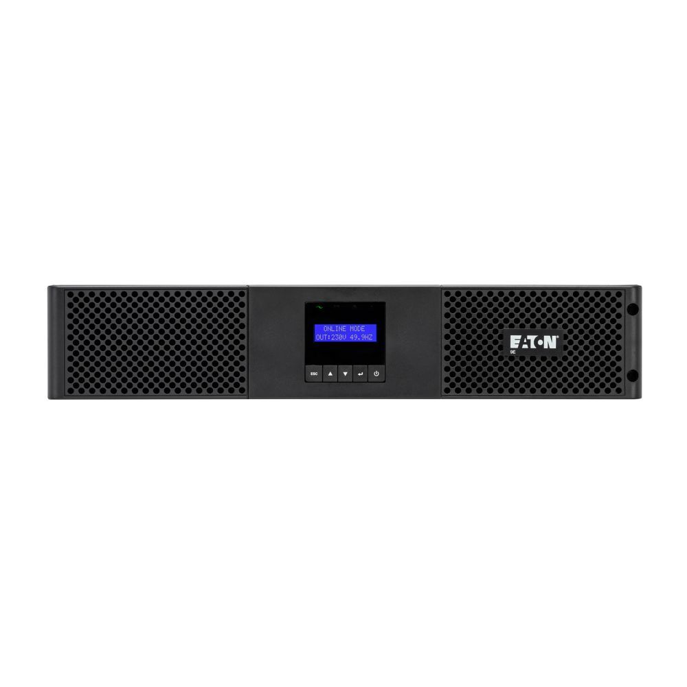 UPS Eaton 9E1000IR, 1000 VA, 900 W, cu management, on-line double-conversion, 4x C13, 1x C14, 1x USB, 12 V / 7Ah Sealed Lead-acid, LCD, Rack 2U, Negru