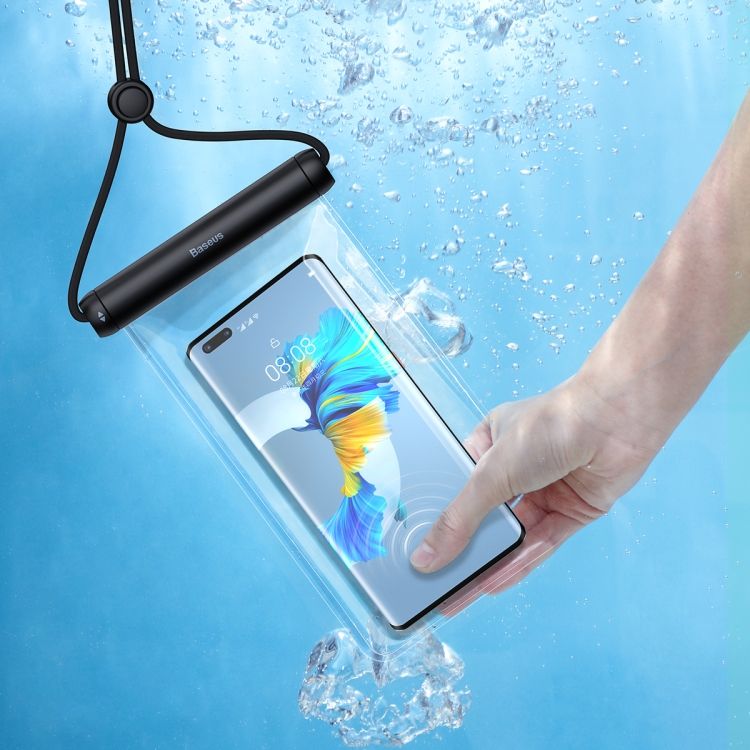 HUSA IMPERMEABILA Baseus, pentru smartphone diagonala maxima 7.2 inch, transparenta cu zip negru  FMYT000001  - 6932172610968