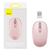 MOUSE Baseus PC sau NB wireless, 2.4GHz si Bluetooth, optic, 800/ 1200/1600 dpi,butoane/scroll 3/1, roz, B01055503413-00  (timbru verde 0.18 lei) - 6932172632854