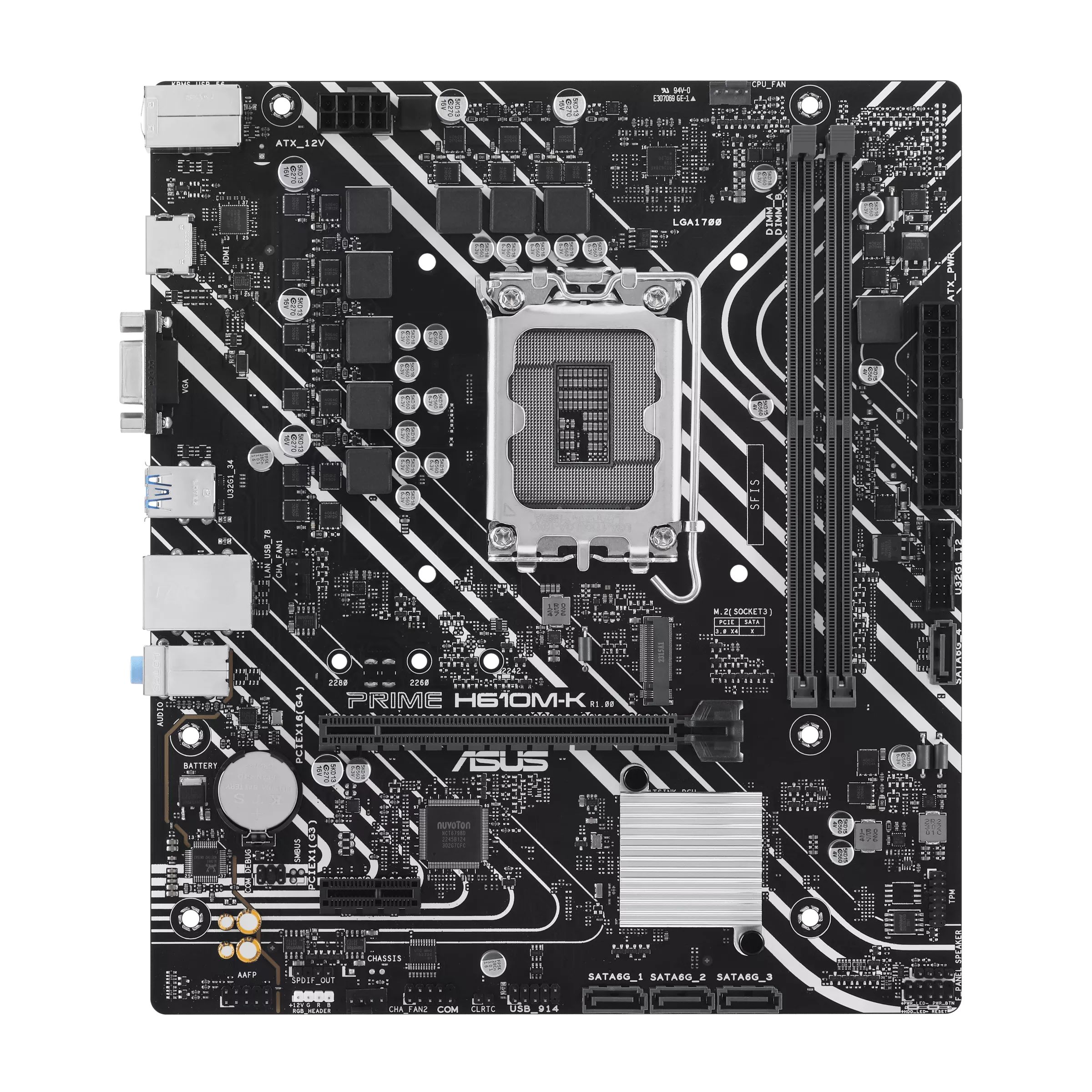 Placa de baza ASUS PRIME H610M-K, socket 1700, 2x DDR5 UDIMM, 1x NVMe, 10x USB-A, mATX