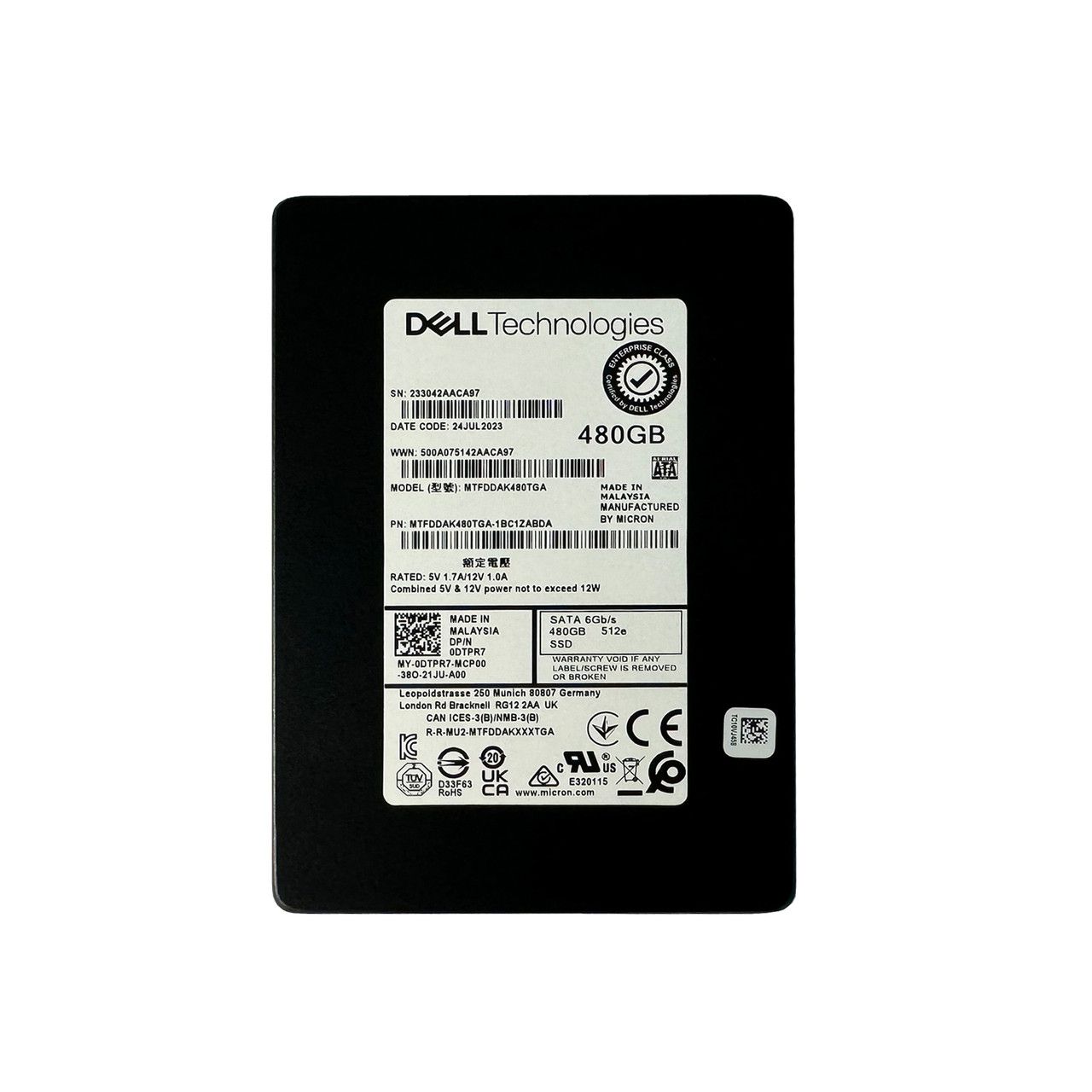 SSD server Micron 5400 PRO (DELL) 480 GB, 2.5 inch, SATA 6G, 3D TLC, TBW 1324 TB