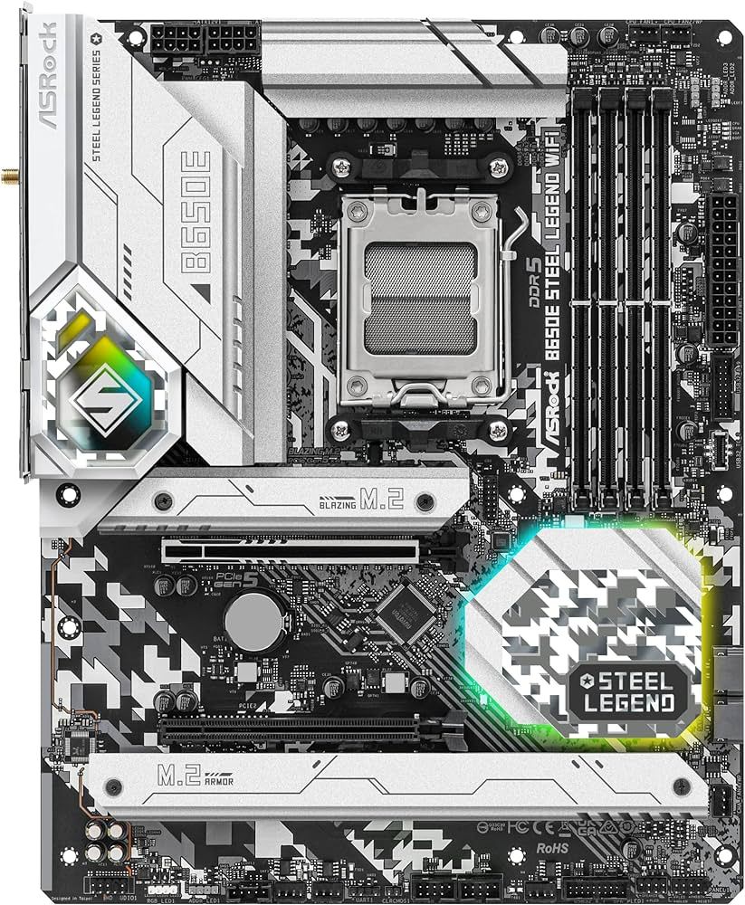 Placa de baza ASRock B650 Steel Legend WiFi, socket AM5, 4x DDR5 UDIMM, 2 + 2x SATA, 3x NVMe, 17x USB-A, 2x USB-C, ATX