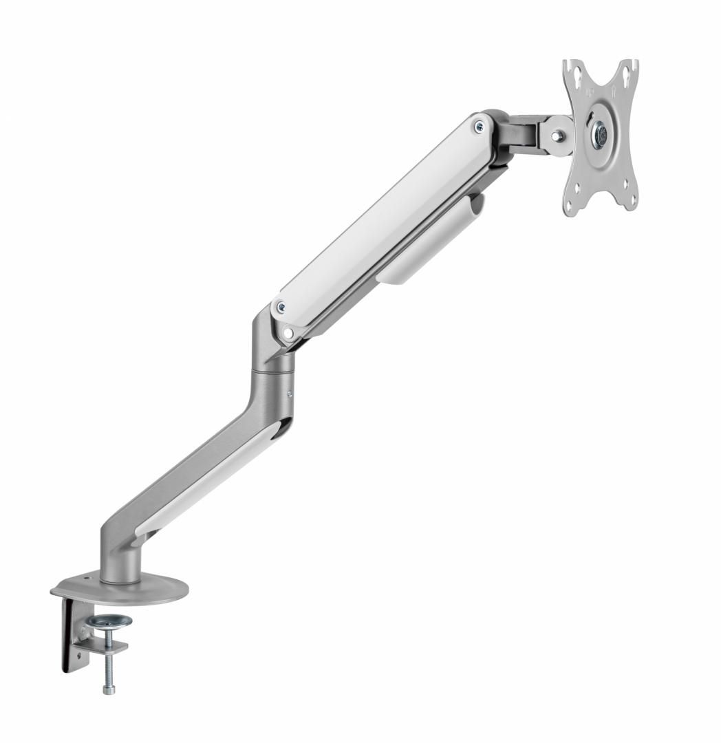 Suport monitor Serioux MM63-C012, compatibilitate  dimensiune ecran 17 -32 , greutate maximă suportata: (per ecran): 2~9kg, VESA: 75x75, 100x100, inclinare: +55°~-55°, pivotare: +90°~-90°, rotația ecranului: + 180°~-180°, instalare: clemă, grommet, grosime recomandată pentru birou: clemă: 10~80mm