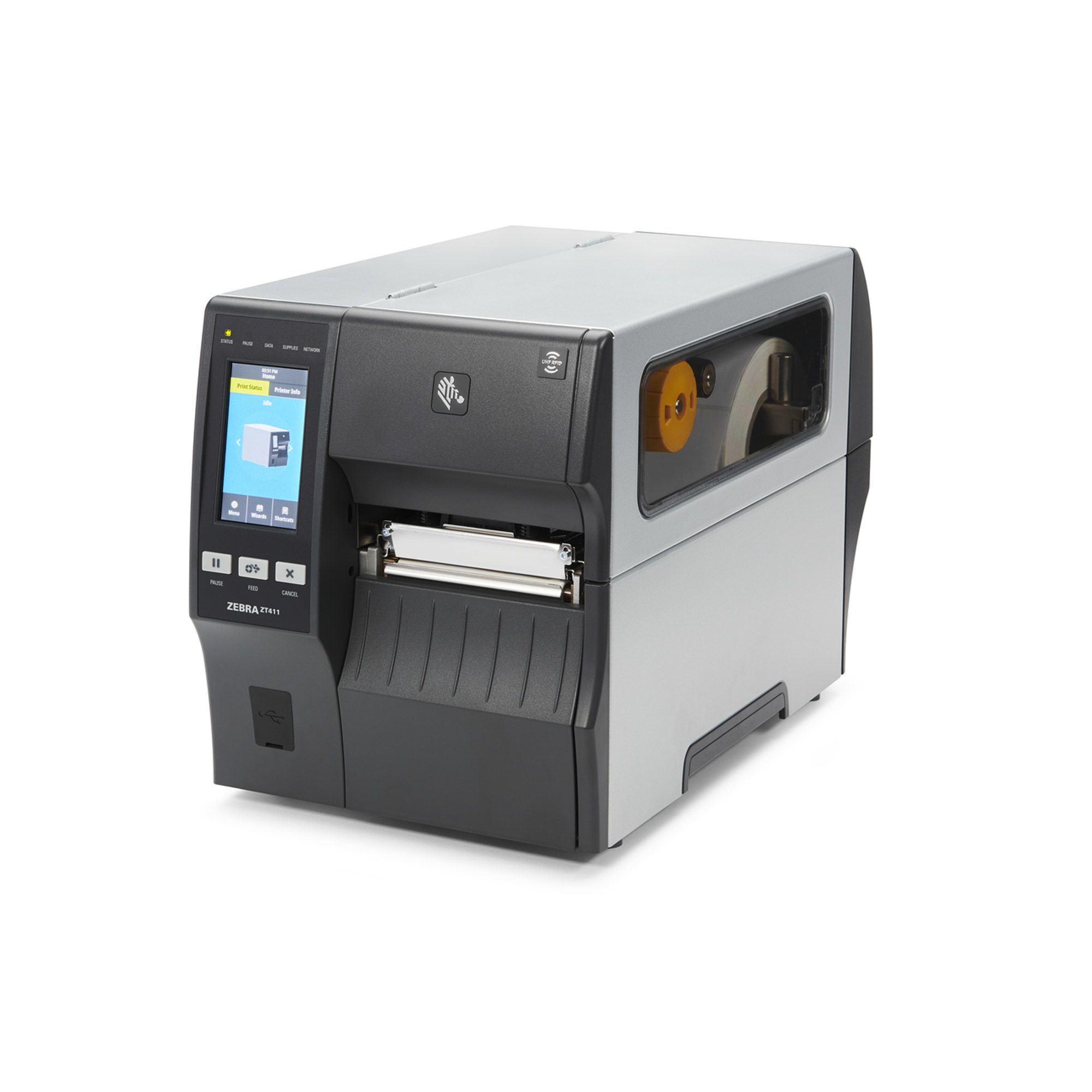 TT Printer ZT411 4 , 600 dpi, Euro and UK cord, Serial, USB, 10/100 Ethernet, Bluetooth 4.1/MFi, USB Host, EZPL
