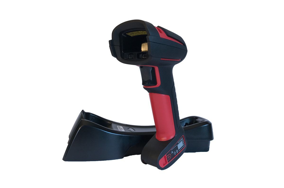 Scanner: Wireless. Ultra rugged/industrial. 1D, PDF417, 2D, XR (FlexRangeâ„¢) focus, with vibration. Red scanner. Bluetooth Class 1.