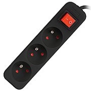 LANBERG PS1-03E-0300-BK Lanberg 3M Black LANTERGE CURVE 3X 230V PL WITH CIRCUIT BREAKER, FULL COPPER