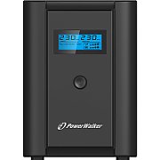 UPS PowerWalker VI 1200 SHL FR, 1200 VA, 600 W, cu management, line-interactive, 2x Schuko, 2x C13, 1x C14, 1x RJ45, 1x USB, 12 V / 7Ah LCD, Tower, Negru