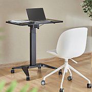 Maclean MC-453 B Mobile Laptop Desk with Pneumatic Height Adjustment  Laptop Table with Wheels  80 x 52 cm  Max. 8 kg  Height Adjustable Max. 109 cm (Black)