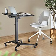 Maclean MC-453 B Mobile Laptop Desk with Pneumatic Height Adjustment  Laptop Table with Wheels  80 x 52 cm  Max. 8 kg  Height Adjustable Max. 109 cm (Black)