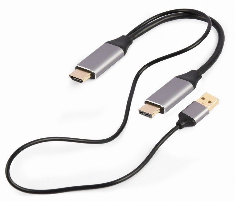 HDMI Male to DisplayPort Male + USB-A Male 4K Adapter Gembird A-HDMIM-DPM-01 Black