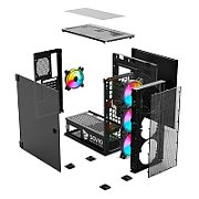 SAVIO PC Case Raptor X1 ARGB Glass/Mesh Black