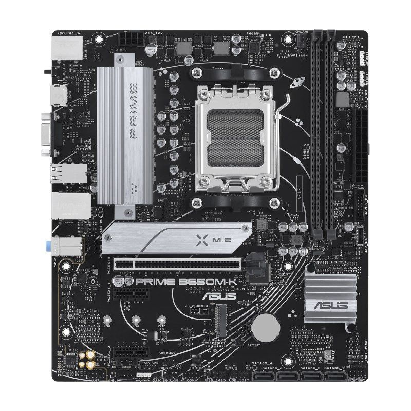 Asus | PRIME B650M-K | Processor family AMD | Processor socket AM5 | DDR5 | Supported hard disk drive interfaces SATA  M.2 | Number of SATA connectors 4