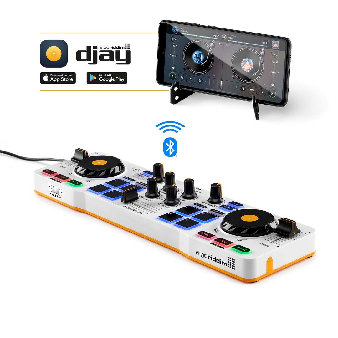 Hercules DJControl Control MIX Bluetooth Pour Smartphone et tablettes Android e 2 channels Black  White  Yellow