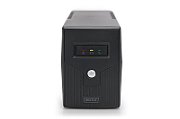 UPS Digitus DN-170063, 600 VA, 360 W, line-interactive, 2x Schuko, 2x RJ45, 1x USB, 12 V / 7Ah LED, Tower, Negru