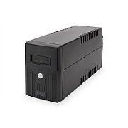 UPS Digitus DN-170063, 600 VA, 360 W, line-interactive, 2x Schuko, 2x RJ45, 1x USB, 12 V / 7Ah LED, Tower, Negru