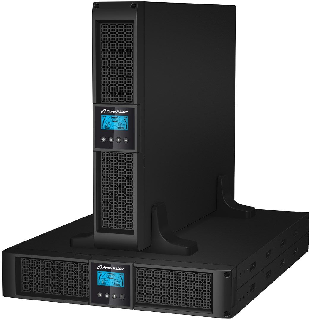 UPS PowerWalker VI 1000 RT LCD, 1000 VA, 900 W, cu management, line-interactive, 8x C13, 1x USB, 12 V / 7Ah LCD, Tower/Rack 2U, Negru