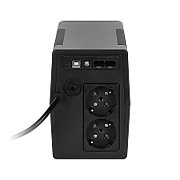 UPS Rebel RB-4024, 850 VA, 480 W, off-line, 2x Schuko, 1x RJ45, 1x USB, 12V 9Ah Tower, Negru