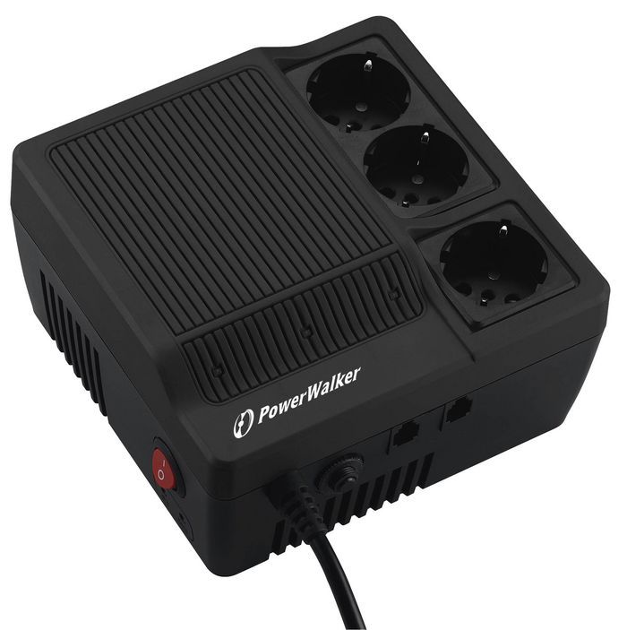 UPS Power Walker AVR 1200, 1200VA, 720 W, fara management, 3x Schuko, 1x RJ45, Tower, Negru