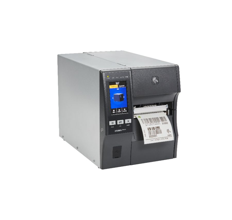 TT Printer ZT411 4 , 300 dpi, Euro and UK cord, Serial, USB, 10/100 Ethernet, Bluetooth 4.1/MFi, USB Host, Peel w/ Full Rewind, EZPL