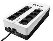 UPS Eaton 3S850F, 850 VA, 510 W, cu management, off-line, 8x Schuko, 1x USB, 12V 9Ah Sealed Lead-acid, LED, Brick, Negru/alb