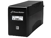 UPS PowerWalker VI 650 LCD, 650 VA, 360 W, cu management, line-interactive, 2x Schuko, 1x RJ45, 12V 7Ah LCD, Tower, Negru