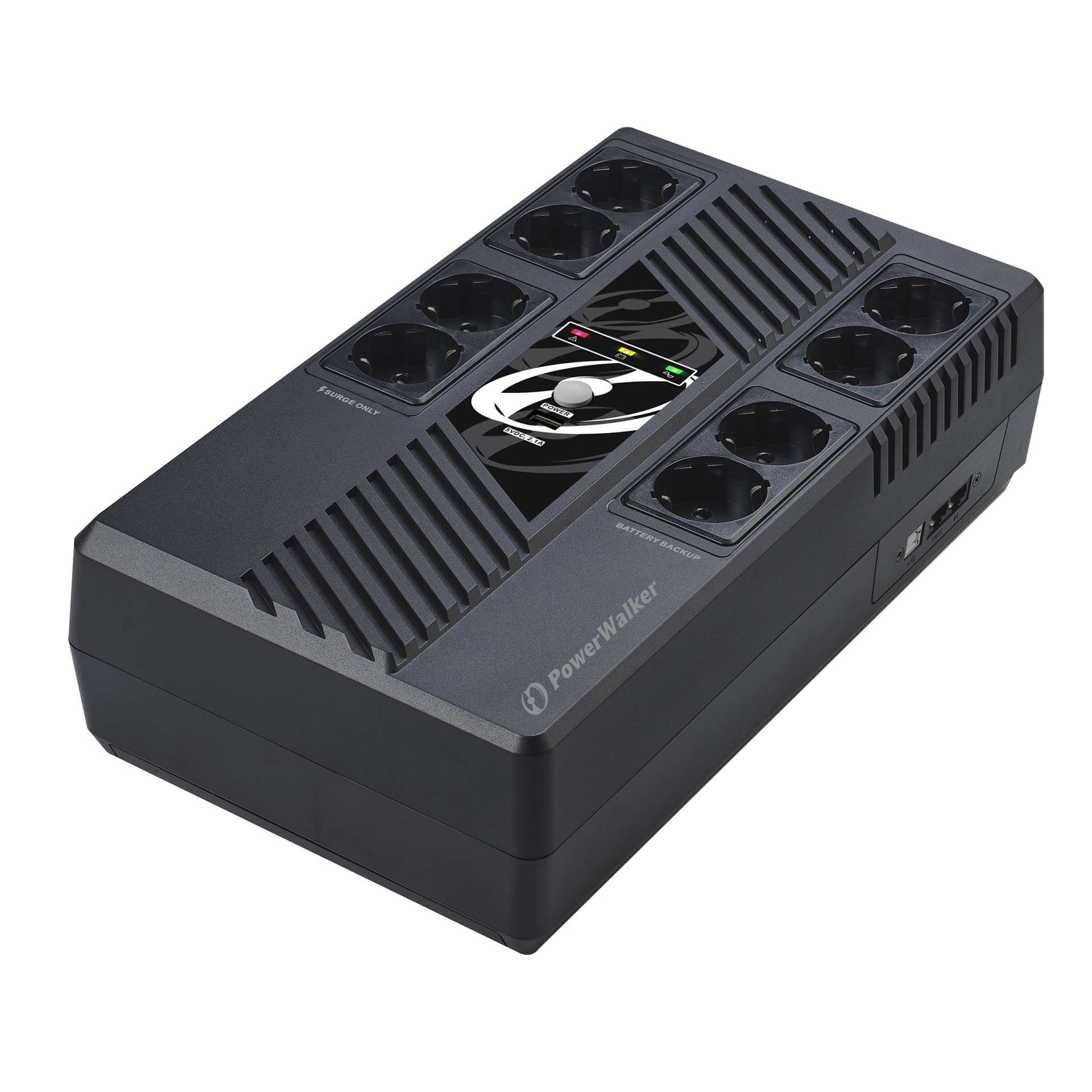 UPS PowerWalker VI 800 MS FR, 800 VA, 480 W, cu management, line-interactive, 8x Schuko, 1x RJ45, 12.0V/9.0Ah Brick, Negru