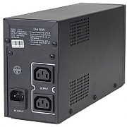 UPS Gembird UPS-PC-652A, 650 VA, 390 W, fara management, line-interactive, 2x C13, 1x C14, 12V 7Ah Sealed Lead-acid, Tower, Negru